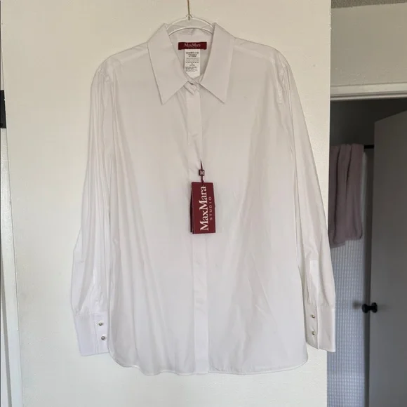 MaxMara Studio Doria Classic White Shirt NWT- size 16 - Picture 6 of 15